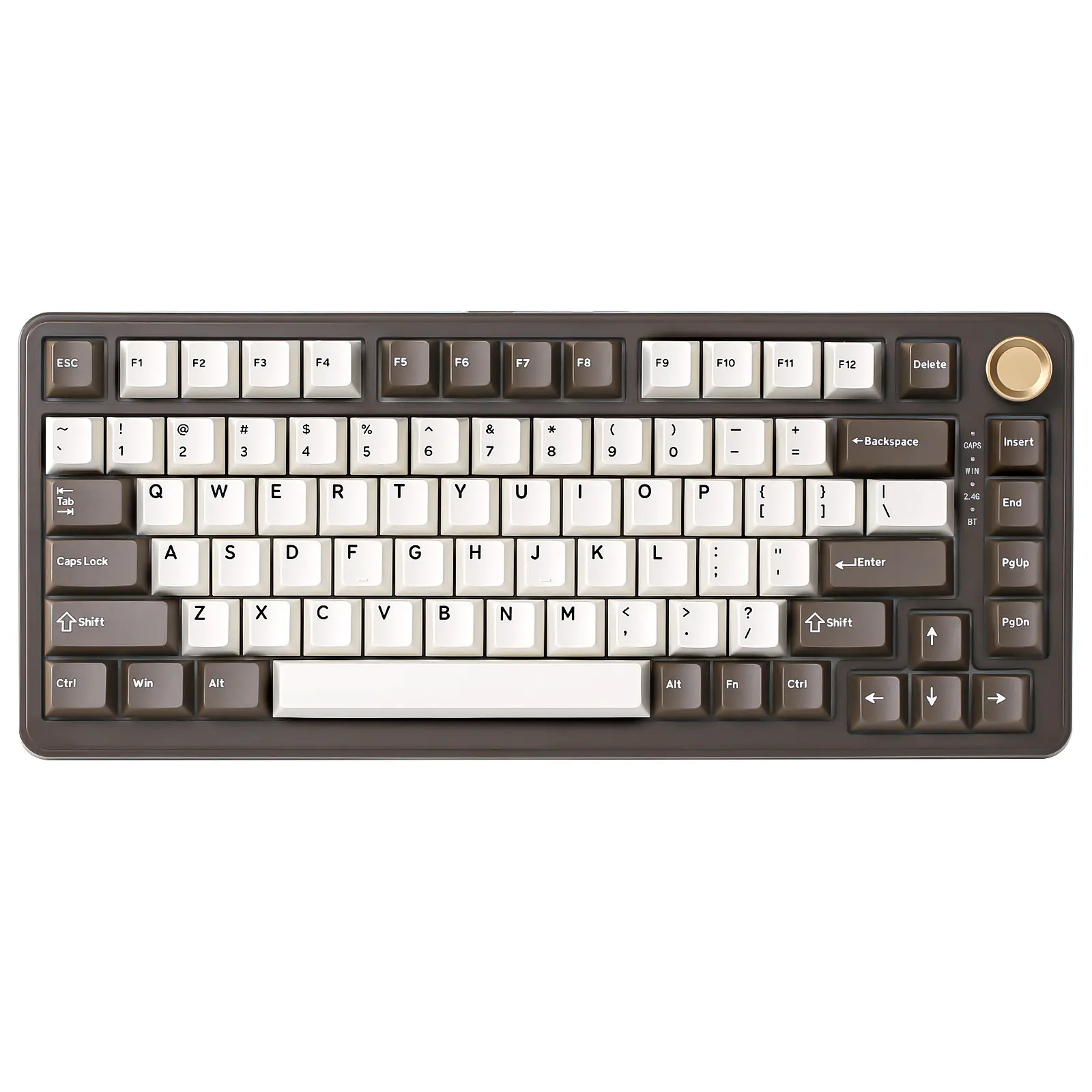 YUNZII B75 PRO Coffee Brown Wireless Mechanical Keyboard, 75% Layout with Knob, Hot Swap Gasket Structure, Creamy Pre-lubed Switches, RGB Backlit, Bluetooth/Type-C/2.4G for Win/Mac