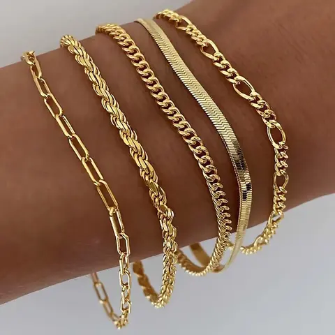 Dearmay Unisex Trendy Jewelry 6.5 Inches Silver-Plated Brass Waterproof Bracelet-Bangle Set with Lobster Claw: Tennis, Cubic Beaded Link, Summervibes Paperclip, Dainty Stackable Cuban Link, Geometric Beads, Luxe Bling for Casual Daily Wear Gifts