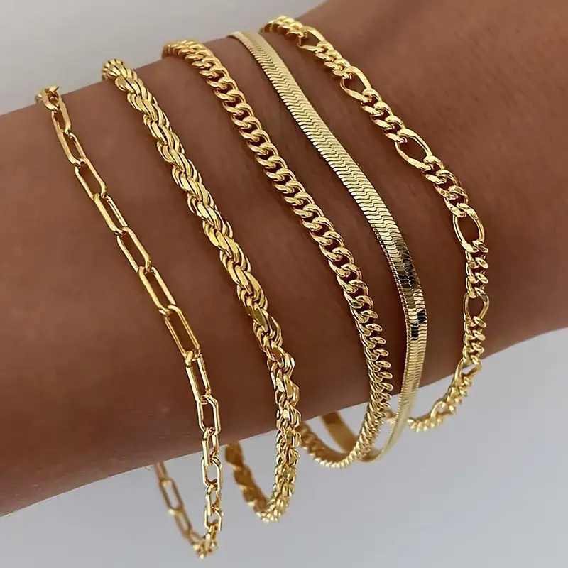 Dearmay Unisex Trendy Jewelry 6.5 Inches Silver-Plated Brass Waterproof Bracelet-Bangle Set with Lobster Claw: Tennis, Cubic Beaded Link, Summervibes Paperclip, Dainty Stackable Cuban Link, Geometric Beads, Luxe Bling for Casual Daily Wear Gifts