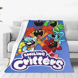 Smiling Catnap Friends Happy Blanket Flannel Cartoon Game Warm Throw Blankets for Home Couch Bedspread Children's Day Thanksgiving Valentine's Day comfortable and soft gift