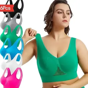 Plus Size Sports Bra Set, Women'S Plus Solid Comfort Medium Stretch Breathable Fitness Gym Bra  Set(Sheet)