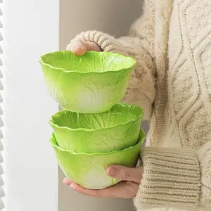 Cabbage Design Ceramic Tableware, Microwave & Dishwasher Safe, Salad Snack Sauce Bowl, Lucky Symbol, Perfect Gift