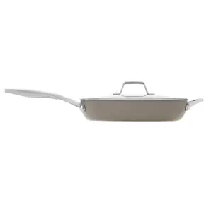 Calphalon Premier Ceramic Nonstick 12" Frying Pan with Lid, Mushroom Grey