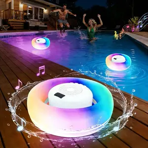 Bathing pool speaker, Portable Waterproof Speakers, waterproof Bluetooth speaker, with temperature sensor, IPX6, 10 lighting modes, 3000mAh, floating portable speaker with LED light, stereo sound, suitable for travel, beach, bathing, gifts