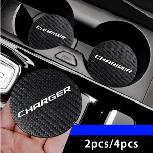 Dodge Charger Car Coaster Set, 2pcs or 4pcs Water Cup Cushion, Storage Groove Design, Protective Coaster for Cars, Non-Sponge Rubber Material