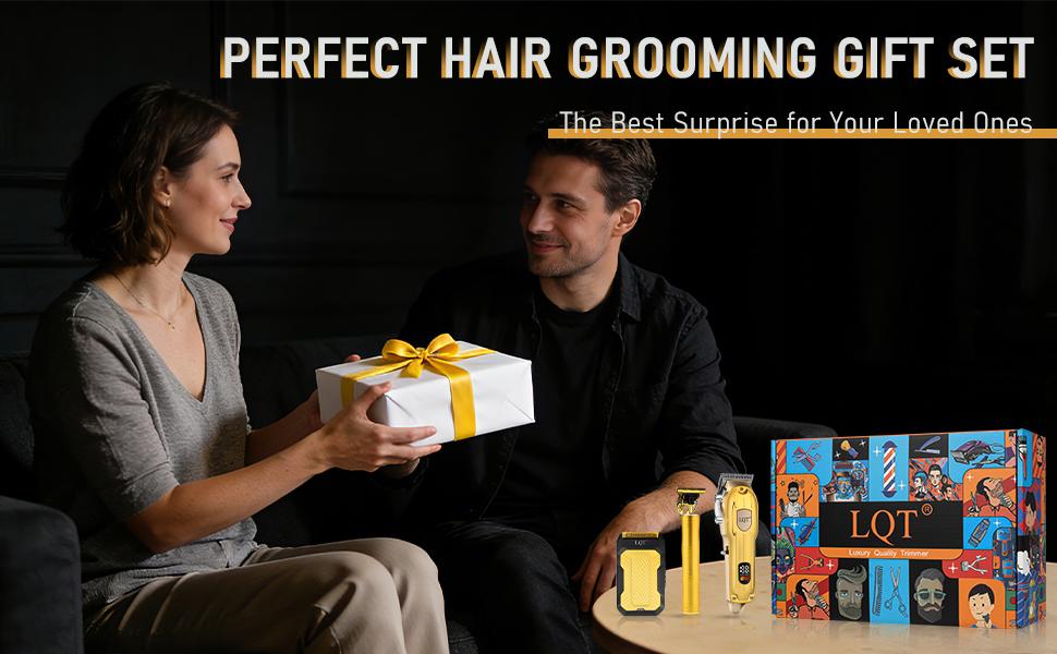 LQT All-In-One Gold Men's Hair Cutting & Grooming Set, Cordless Rechargeable Hair Clipper, Precision Trimmer & Shaver with Smart LCD Screen, Complete Home Barber Kit with All Accessories, Save Money on Barbers for All Ages & Daily Grooming Needs