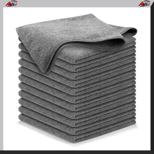 USANOOKS Microfiber Cleaning Cloth Grey - 12 Pcs (12.5"x12.5") - High Performance - 1200 Washes, Ultra Absorbent Microfiber Towel Weave Grime & Liquid for Streak-Free Mirror Shine - Car Washing Cloth