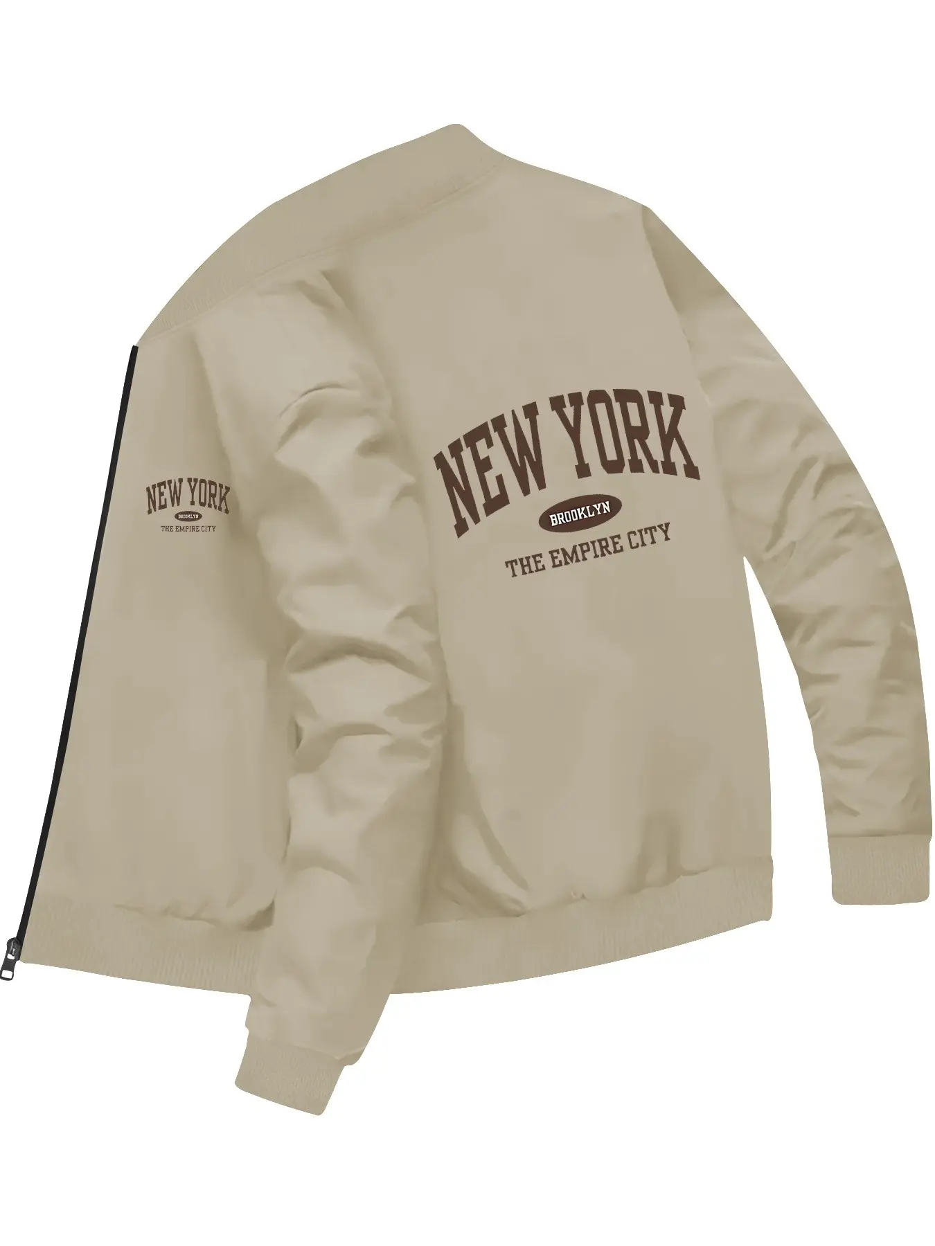 Casual Fashion Men's New York Brooklyn The Empire City Printed Baseball Jacket for Daily Trendy Outfits and Stylish Wear