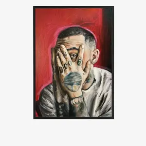 Mac Miller Hiding Eyes Poster – Sad Rap Wall Decor, Moody Art Print, Emotional Vibes