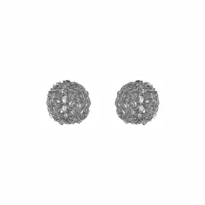 All Silver Dome Post Handmade Crochet Earrings