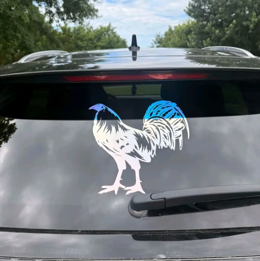 Grey Gamefowl Decal #2 for Cars or Trucks - Original Design with No Additional Features or Text