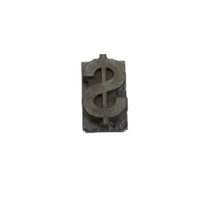Vintage Letterpress Printing Stamp with Dollar Sign ($)