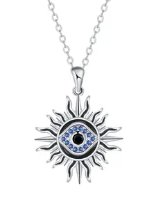 Starlight Eye Diamond Necklace, High-End Fashion Simple Style Devil's Eye Gemstone Pendant, Stainless Steel Chain, All Seasons Wear, Jewel Necklace