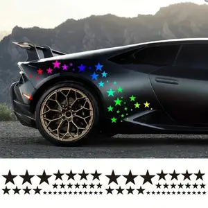 Star Pattern Car Sticker, 1 Count Car Body Decal Sticker, Easy Stick-on PVC Sticker for Car Body & Doors, Car Exterior Decoration Accessories, Automobile Decals, Car Decorative Sticker