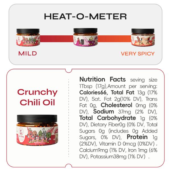 Crunchy Chili Oil，Spicy Chili Crisp, Chili Oil Sauce 6 oz Crunchy Garlic with Chili Oil Mild Flavor Sauce For Chicken Sushi Pasta Salad Noodles Tofu Rice,Flavors by Phoebe,vegan·No MSG·Non-GMO,Sambal cucumbers Original Pepper Sauce Pack jar pack quick fla