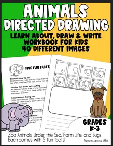 Draw and Write Workbook for Kids: Directed Drawing, 5 Fun Facts, Zoo Animals, Under the Sea, Farm and Bugs