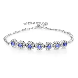 925 Sterling Silver Blue Tanzanite Tennis Bracelet For Women 2.10 Cttw, Gemstone December Birthstone, 7 Inch with 2 Inch Extender