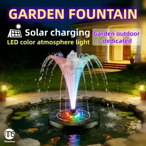 Montions Solar Water Fountain 2026 Upgrade 3.5W with 8 LED Lights 7 Nozzles & 4 Rods for Garden Patio Pond Pool Fish Tank Outdoor Feature