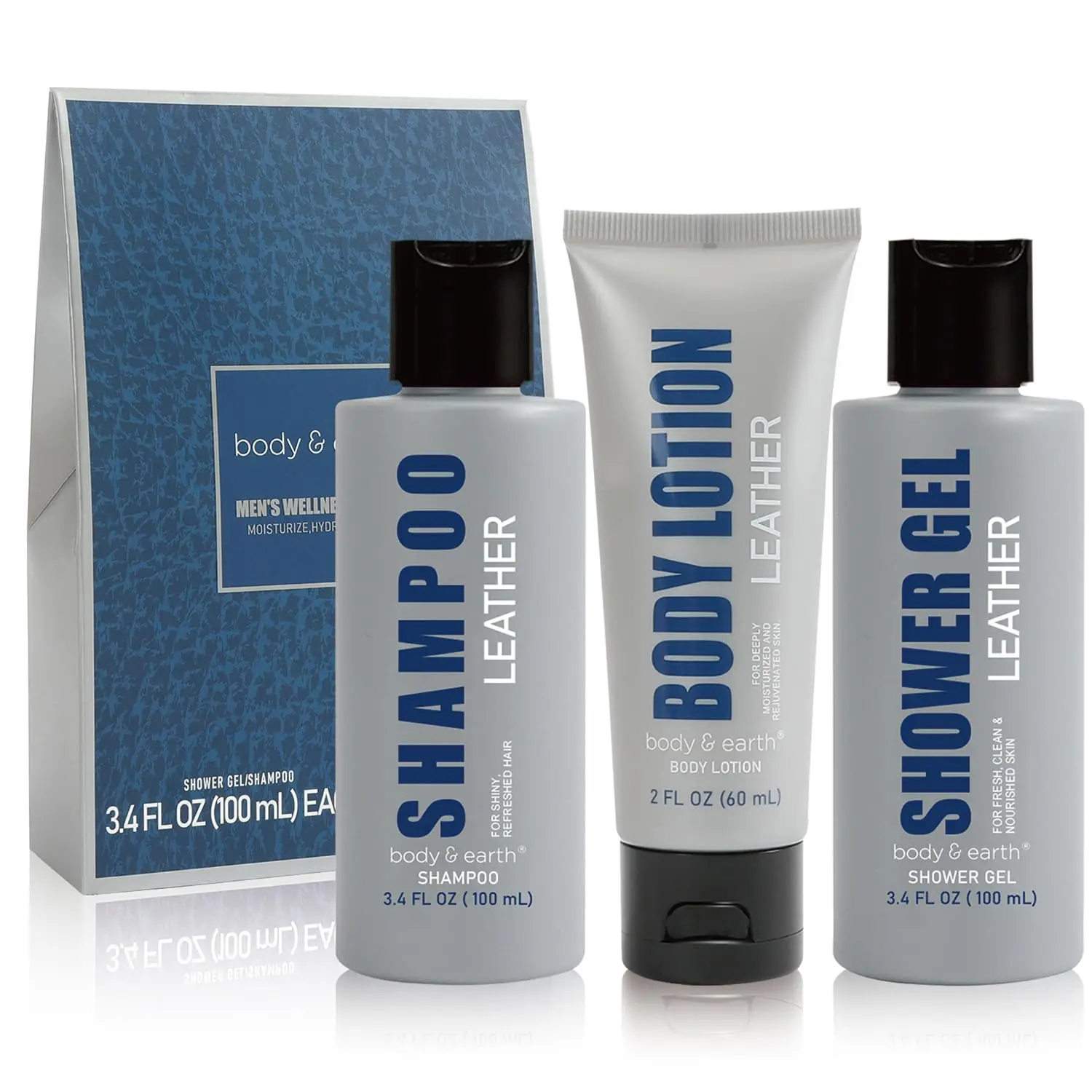 Body & Earth Bath Sets for Men Valentine's Day Birthday Gifts - Spa Body Wash Set with Shower Gel, Body Lotion, Shampoo