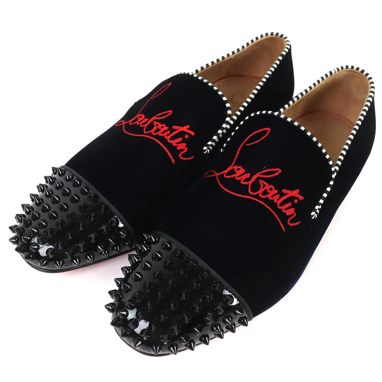 Pre-owned christian louboutin Velvet Small Leather Goods Spooky Loafers