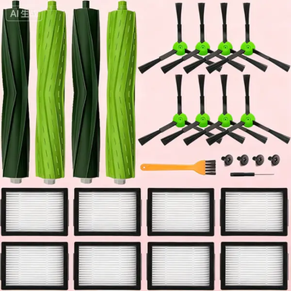 18 Pack Vacuum Cleaner Accessories Kit Replacement Parts for iRobot Models 2 Roller Brushes 8 Filters 8 Side Brushes Compatible with Multiple Series High Efficiency Dust Filtration Reusable Durable Design