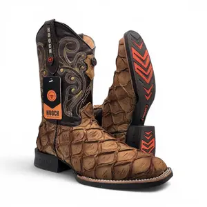 Mens Pirarucu Print Boot Orix – Square Toe Rubber Sole Leather Boot H521572