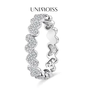 UniMoiss Heart Eternity Band Ring Moissanite Ring Jewelry Perfect Birthday Engagement Wedding Anniversary Christmas Gift
