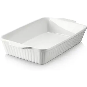 Casserole Dish, 9x13 Baking Dish, Large Lasagna Pan Deep for Oven, 4.2 Quarts Baking Pan with Handles, Oven Safe and for Lasagna, Home, Wedding Gift, Soft White