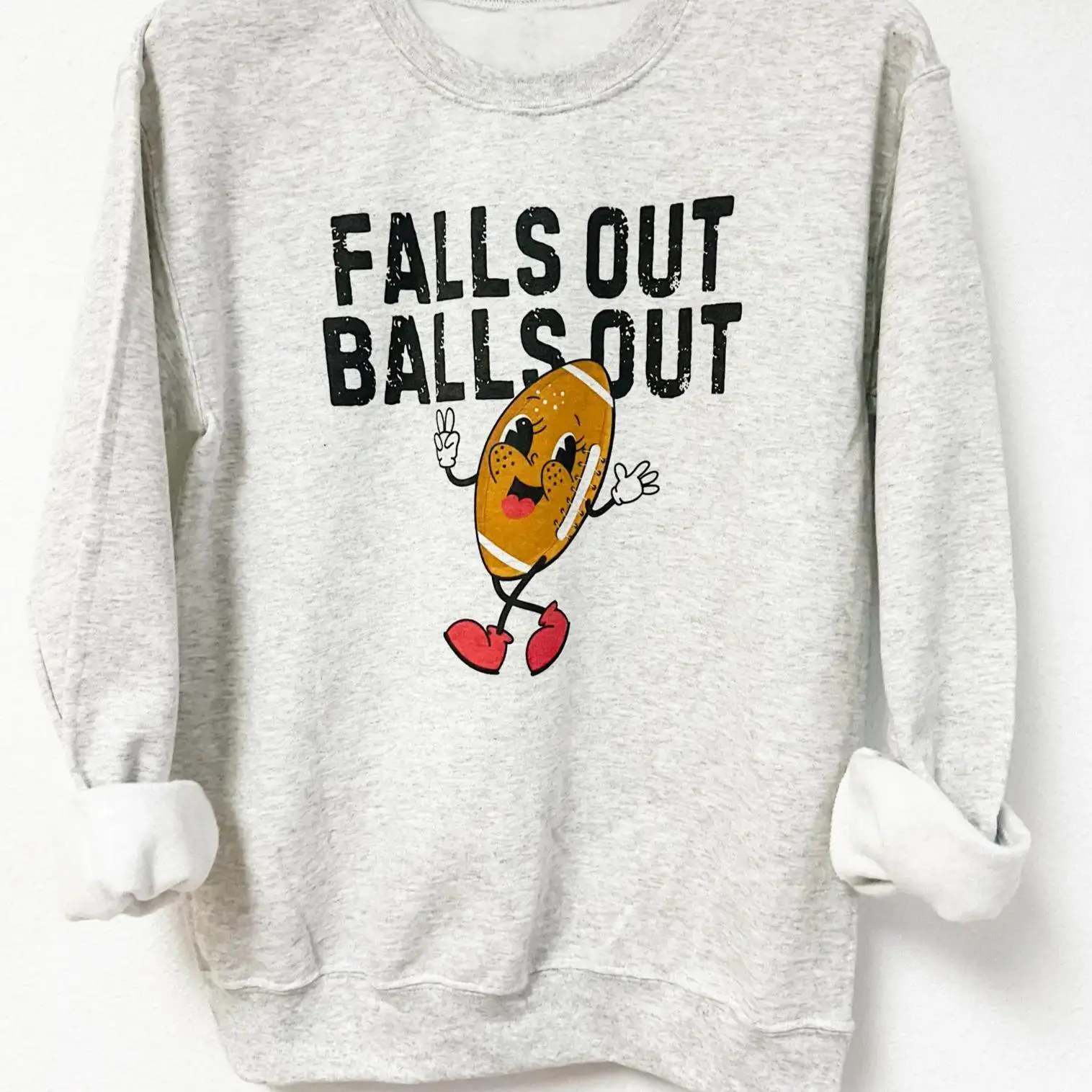 Women's Lady Football Falls Out Graphic Pullover Hoodie Sweatshirt, Casual, Long Sleeve
