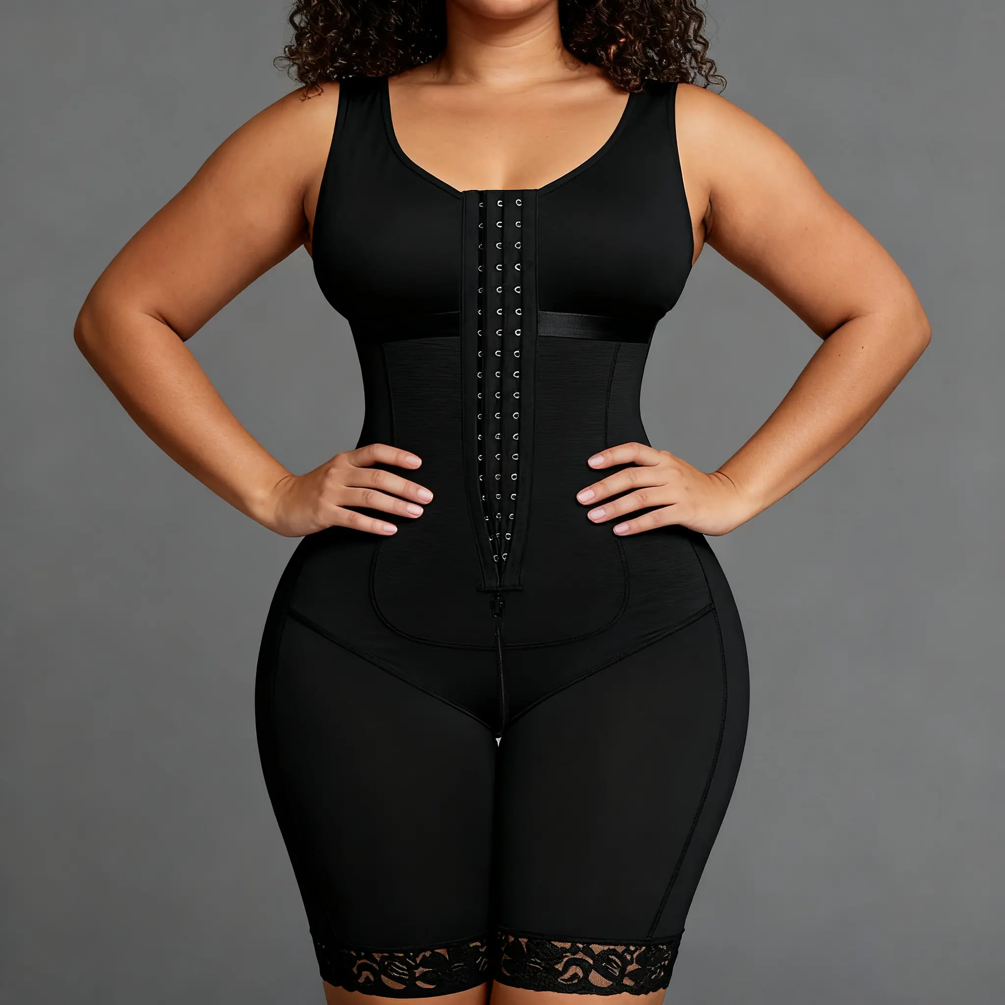 1 Count Women's Shapewear Bodysuit Romper, Fajas Tummy Control Body Suit, Black Waist Trainer Corset Top, Butt Lifting Colombian Girdle for Daily Wear & Going Out