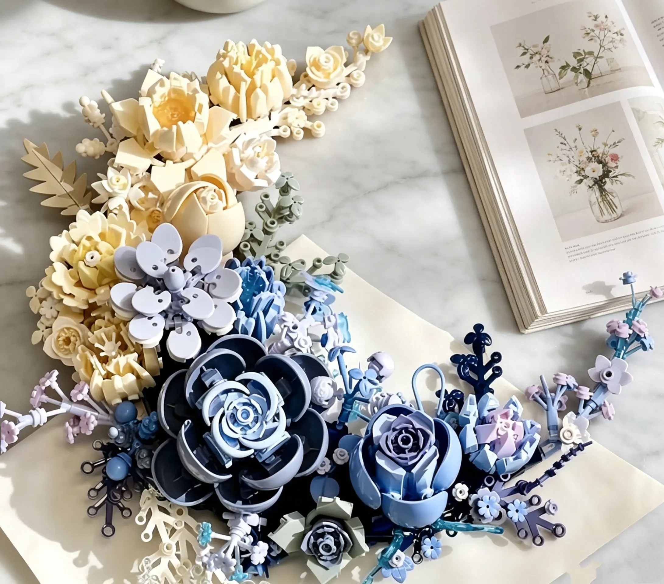 934-Piece Moon Flower Crescent Floral Building Blocks Set, Aesthetic DIY Assembly Toy, Wall Hanging & Tabletop Home Ornament, Romantic Gift for Adults Teens