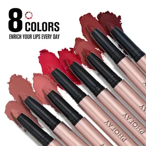 PHOFAY Matte Lip Liner Lipstick Pen Moisturizing Silky Easy to Apply Perfect for Lip Contouring Semi-Matte Finish
