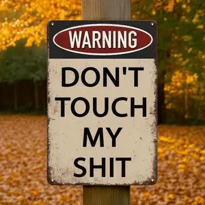 2D Flat - 2d Flat "1pc Vintage ""Don't Touch"" Warning Metal Tin Sign, 8x12 Inch, Retro Industrial Decor for Man Caves, Garages, Workshops, Home Office"