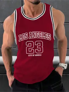 Men's Los Angeles 23 Basketball Tank Top, Sleeveless Jersey, City of Angels Graphic, Loose Fit, Active Wear