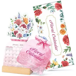 Floral Desk Calendar 2026-2027, Mini  Standing Motivational Rose Decorative Calendars, 18 Months,  Office Decor Desk Accessories, Use January 2026 - June 2027
