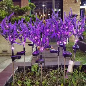 Solar Powered Lavender Shaped Light, 7-Head Simulated Lavender Flower Light, Outdoor Garden Atmosphere Light for Yard Lawn Decoration, Solar Garden Lights