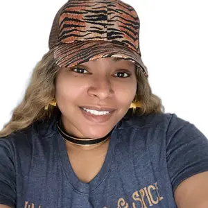 Tiger Striped Trucker Cap with Ponytail Wearing