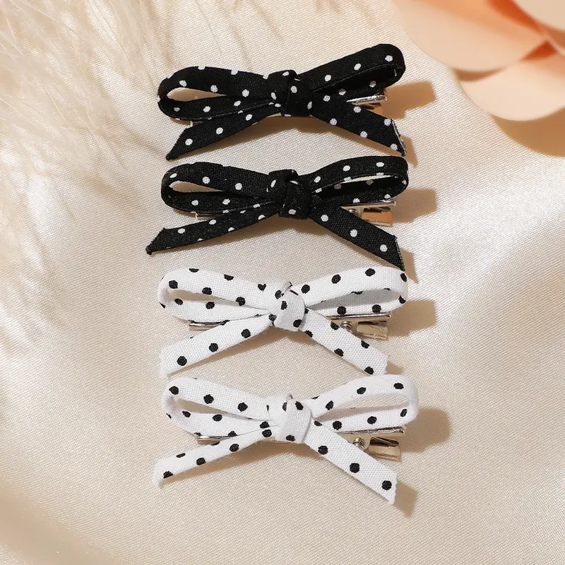 4pcs Polka Dot Bow Hair Clips, Cute Bangs Clip Sweet Girl Side Clip, Super Cute Clips, Party Style Hair Accessories for Women, Barrettes Hair Clips, Hair Decor, Hair Clip Set, Hair Clip In, Decorative Hair Clips