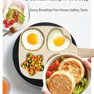 Four-In-One Non-Stick Egg Fryer, Breakfast Egg Maker, Home Use Four-Hole Egg Pan, Flat Bottom Burger Grill, Best Selling Kitchen Tool