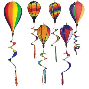 In the Breeze Bold Colorblock Hot Air Balloon Spinner - Colorful Outdoor Hanging Decoration for Yards Gardens Decks with Weather Resistant Fabric and Fiberglass Frame