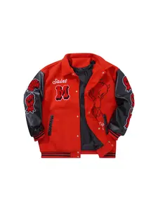 New American Vintage Embroidered Colorblock Couple Jacket Coat Baseball Style, Casual Aesthetic Fashion Outerwear for Men and Women