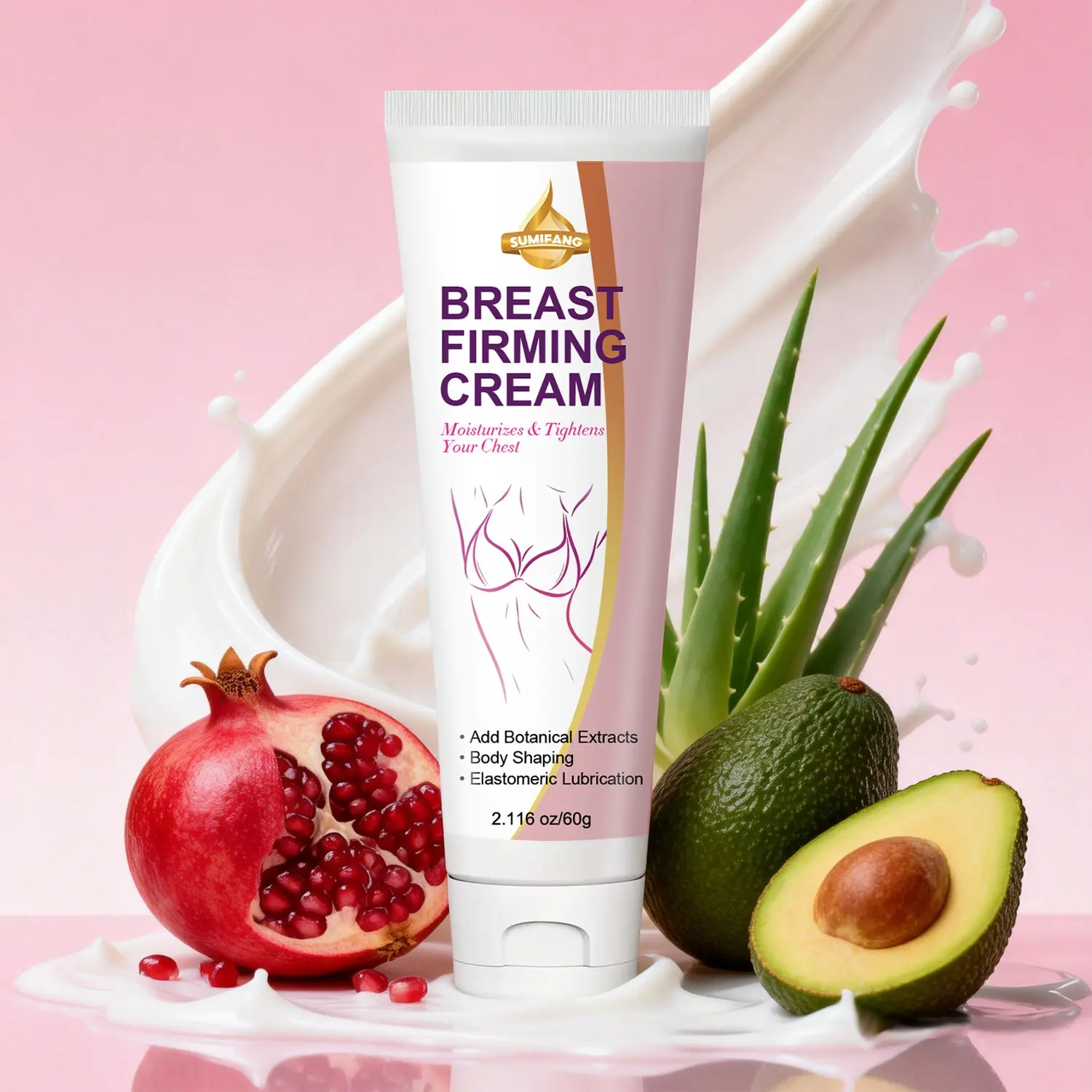 Plant Extract Body Cream, Moisturizing Skin Care, Deep Moisturizing Formula, Quick Absorption, Non-Greasy, Contains Aloe Vera, Avocado Oil, Pomegranate Essence