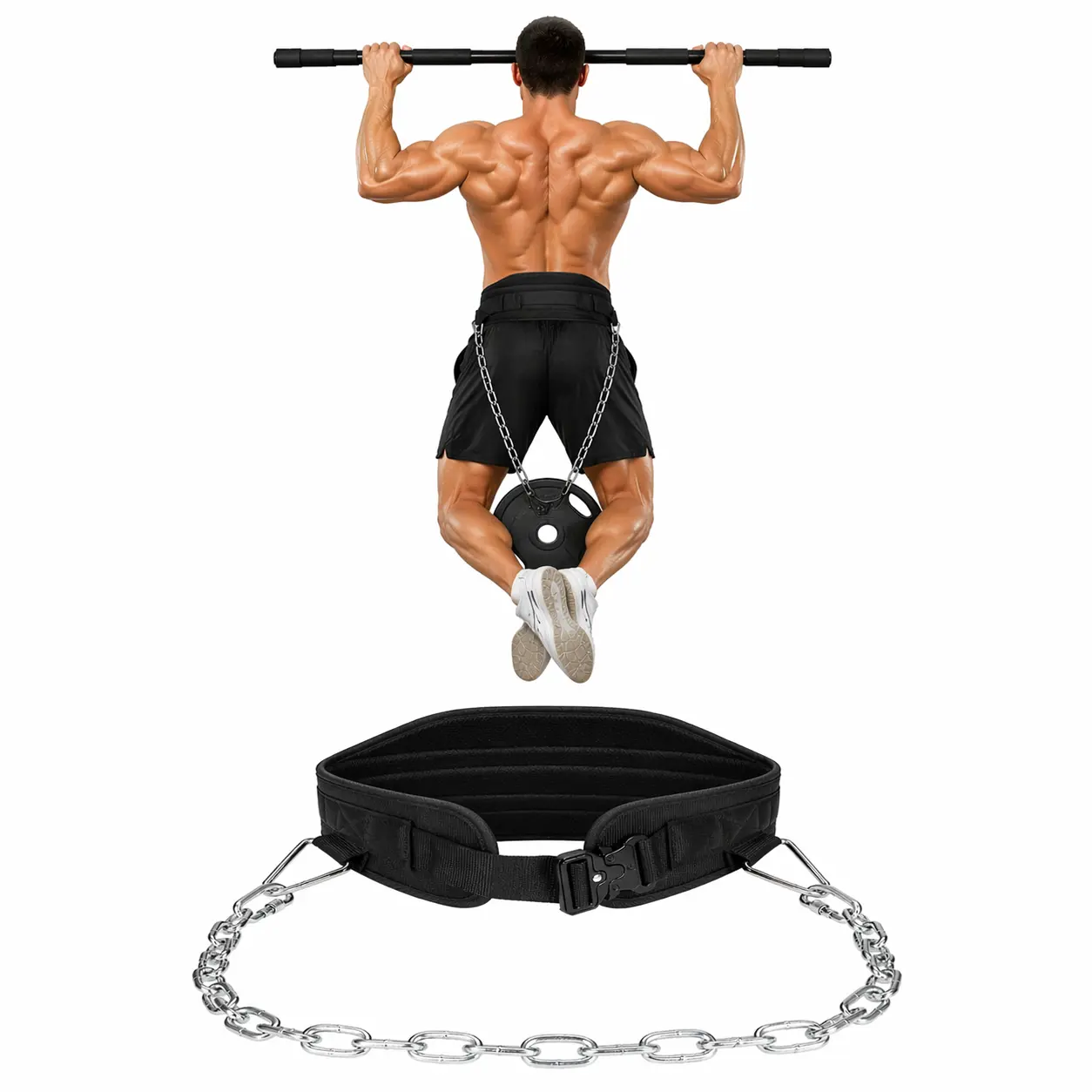 Weighted Dip Belt for Pull-Ups, Dips & Squats – Heavy-Duty Steel Chain, Padded Comfort Belt, Adjustable Strength Training Accessory for Men & Women