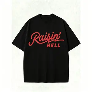 street style T-shirt - Vintage 'Raisin' HELL' pattern print, round neck short sleeve, casual summer shirt, machine washable