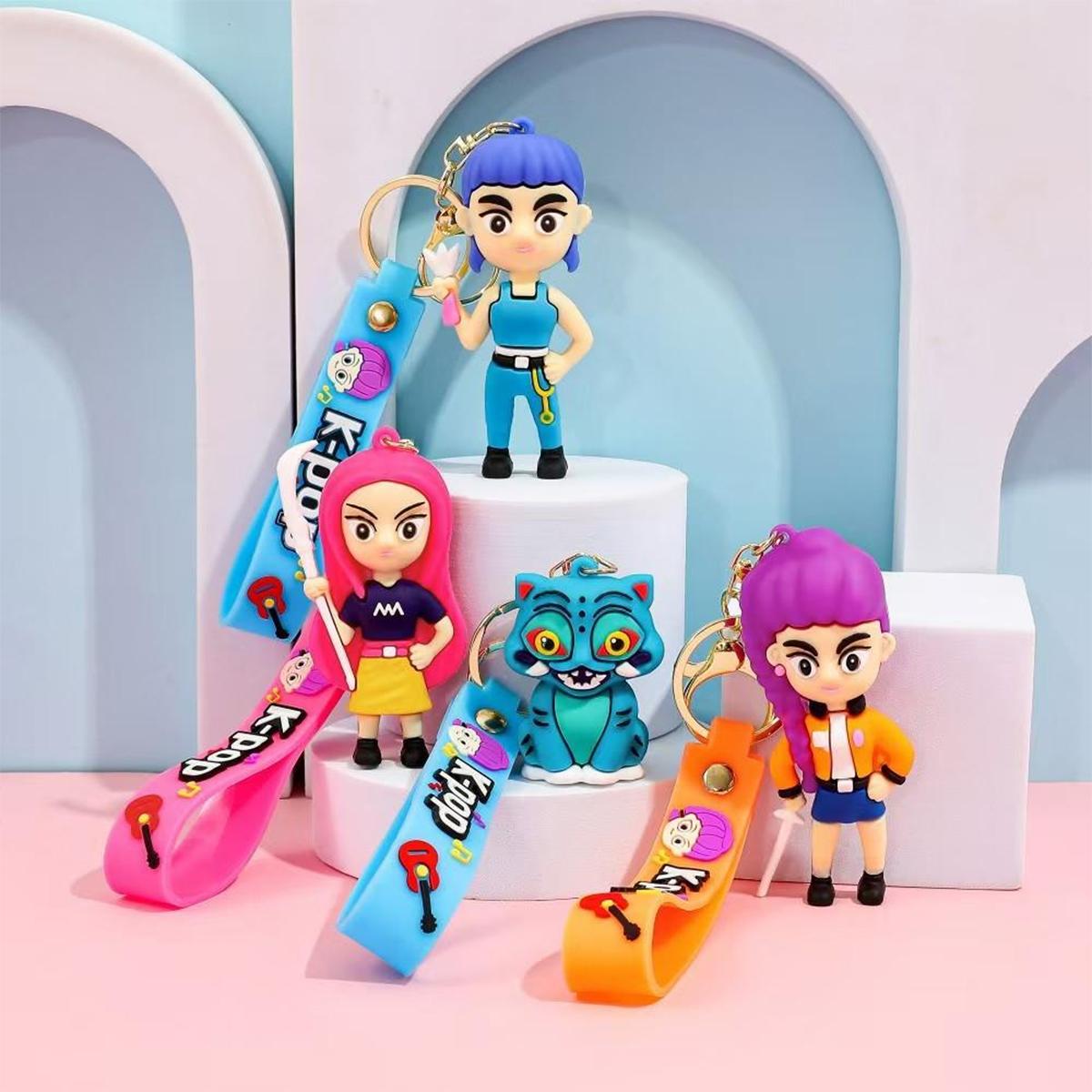 Demon Hunters Keychain Set – Cute Doll Figurine Collectible, Merch for Fans, Bag Charm, Toy & Gift for Anime and K-Pop Demon Hunters Enthusiasts