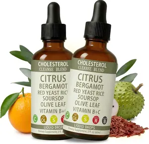 2Pcs Red Yeast Rice Drops （2 fl oz）High Absorption Cholesterol Support, Red Yeast Rice, Soursop, Olive Leaf,Vitamin B+C, Natural, Non-GMO Vegan, Heart Health Antioxidant Liquid Supplement Fitness Dietary #SummerVibes