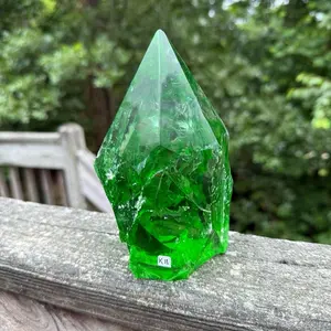 Green Obsidian (K11) Rustic Point - this is a MAN MADE Glass made from natural minerals
