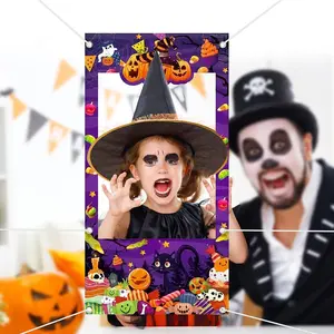 Photo Frame, 1 Count Cute Cat Pattern Halloween Photo Booth Background Frame, Party Decoration Supplies, Halloween Party Decoration, Party Supplies, Halloween Decor