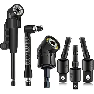 6PCS Flexible Drill Bit Extension Set, 360° Rotatable Socket Adapter (1/4" 3/8"   1/2") + 105° Right Angle Drill Adapter + 90° Bevel Drill Bits, Universal Drill   Attachment Kit for Tight Spaces
