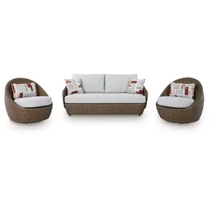 Double Point - Loveseat, Swivel Chairs Set (Set of 3) - Beige Double Point - Loveseat, Swivel Chairs Set (Set of 3) - Beige